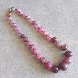 Strawberry Quartz Beaded Necklace - Purple/Pink
